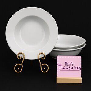 Tabletops OVER AND OVER White Hand Crafted 10.75 Large Rim Soup Pasta Bowl Set 3